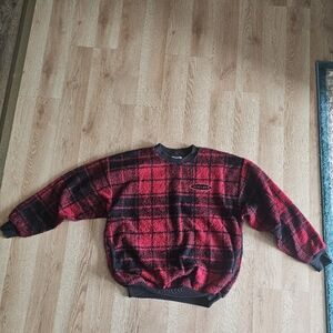 Plaid Red and Black Men's Sweater